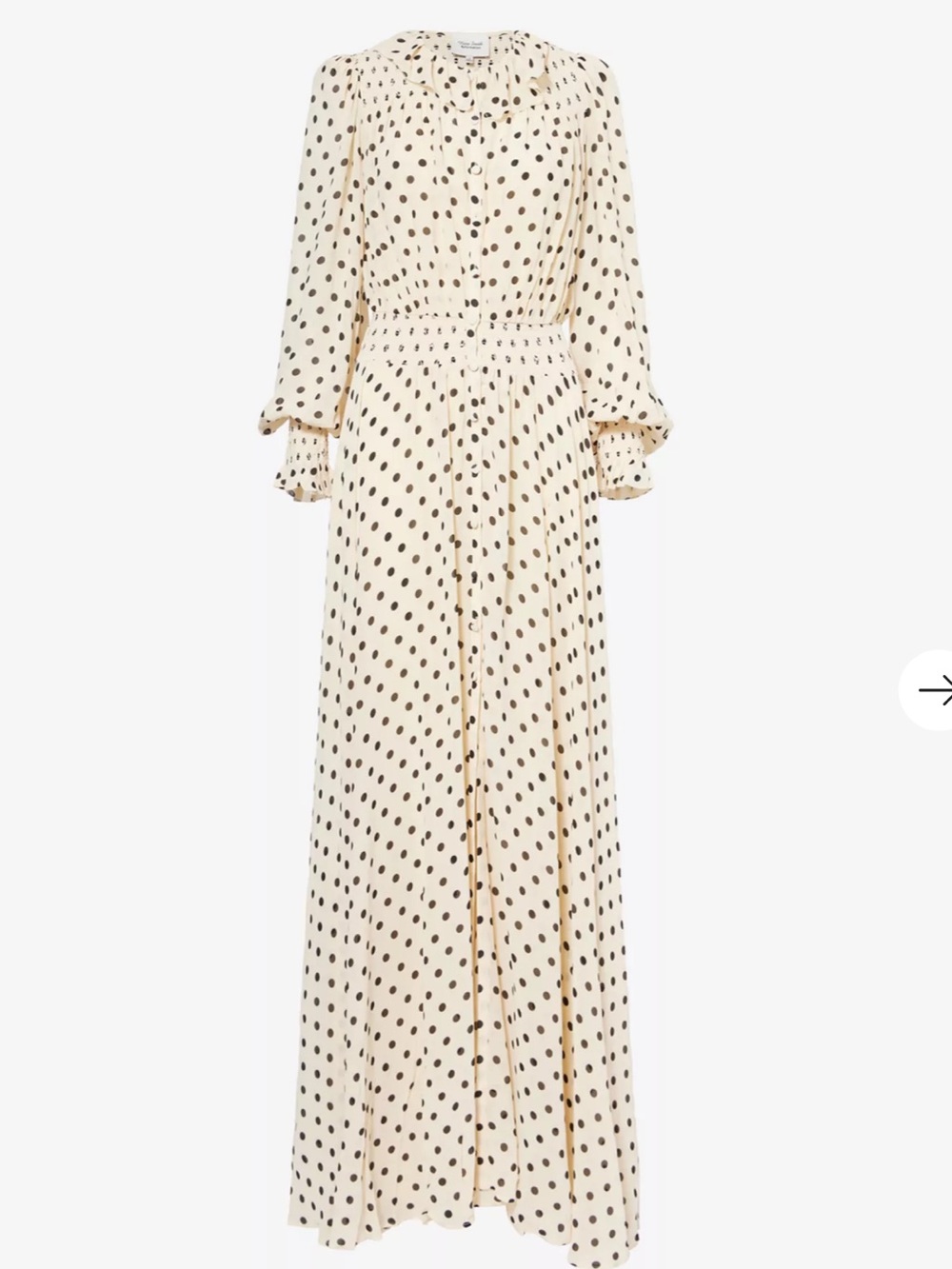 Reformation x Nara Smith Brown Sugar Ruffle Polka Dot Midi Dress - Picture 3 of 10